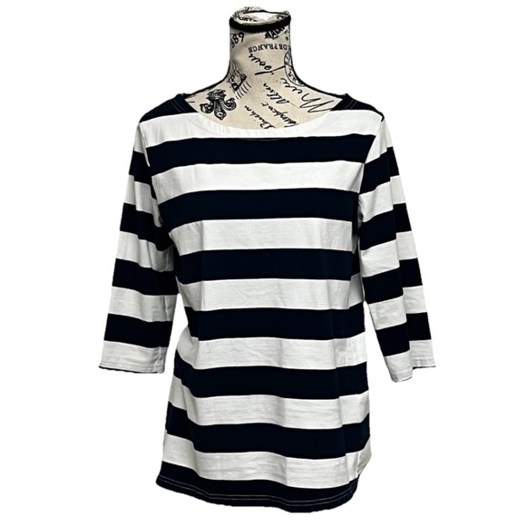 Camii Mia Woman's Collection Navy Striped Blouse Nautical Preppy Coastal M - Picture 2 of 10